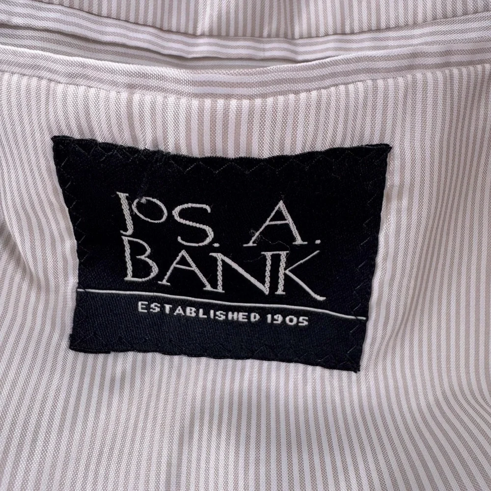 Jos A Bank Suit‎ Mens 42 Regular Gray Check Cotton Wool Jacket Pants 36x29